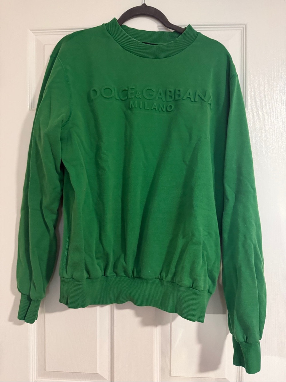 Dolce & Gabbana Bright Green Ribbed Crewneck Sweatshirt